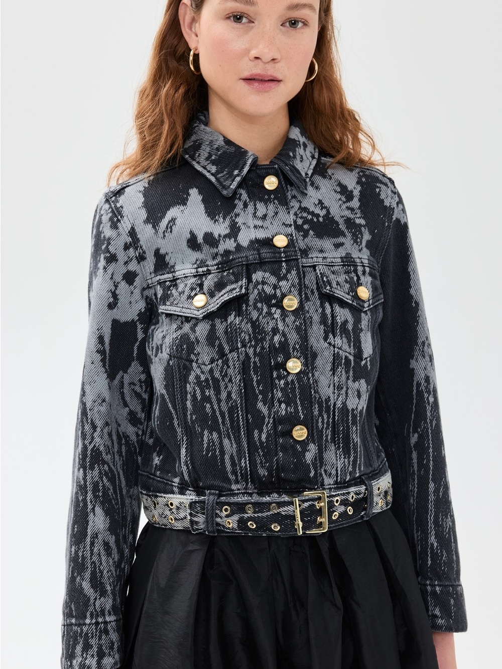 GANNI Printed Denim Jacket - NO BELT